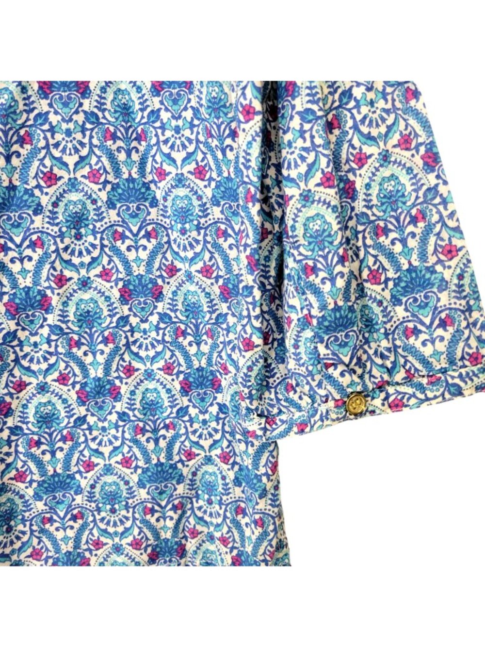 Talbots Blue Paisley Print Split Neck 3/4 Sleeve Blouse Women's Medium - Picture 4 of 5